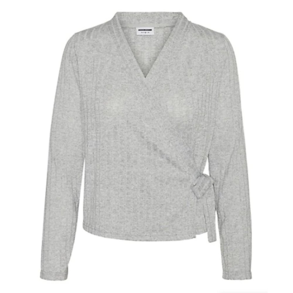 Noisy May Knitted Wrap Shirt with V Neck